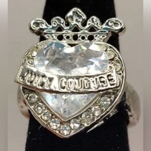Vintage Y2K Juicy Couture Silver Heart Solitaire Swarovski Crystal Ring Sz. 6 ⭐️